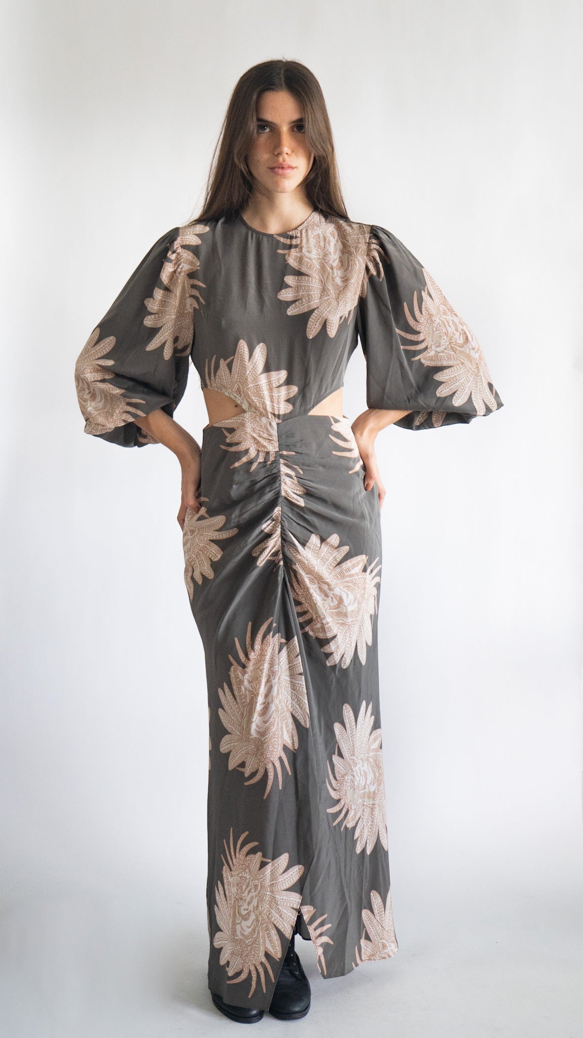Vestido Largo Seda Greek Grey
