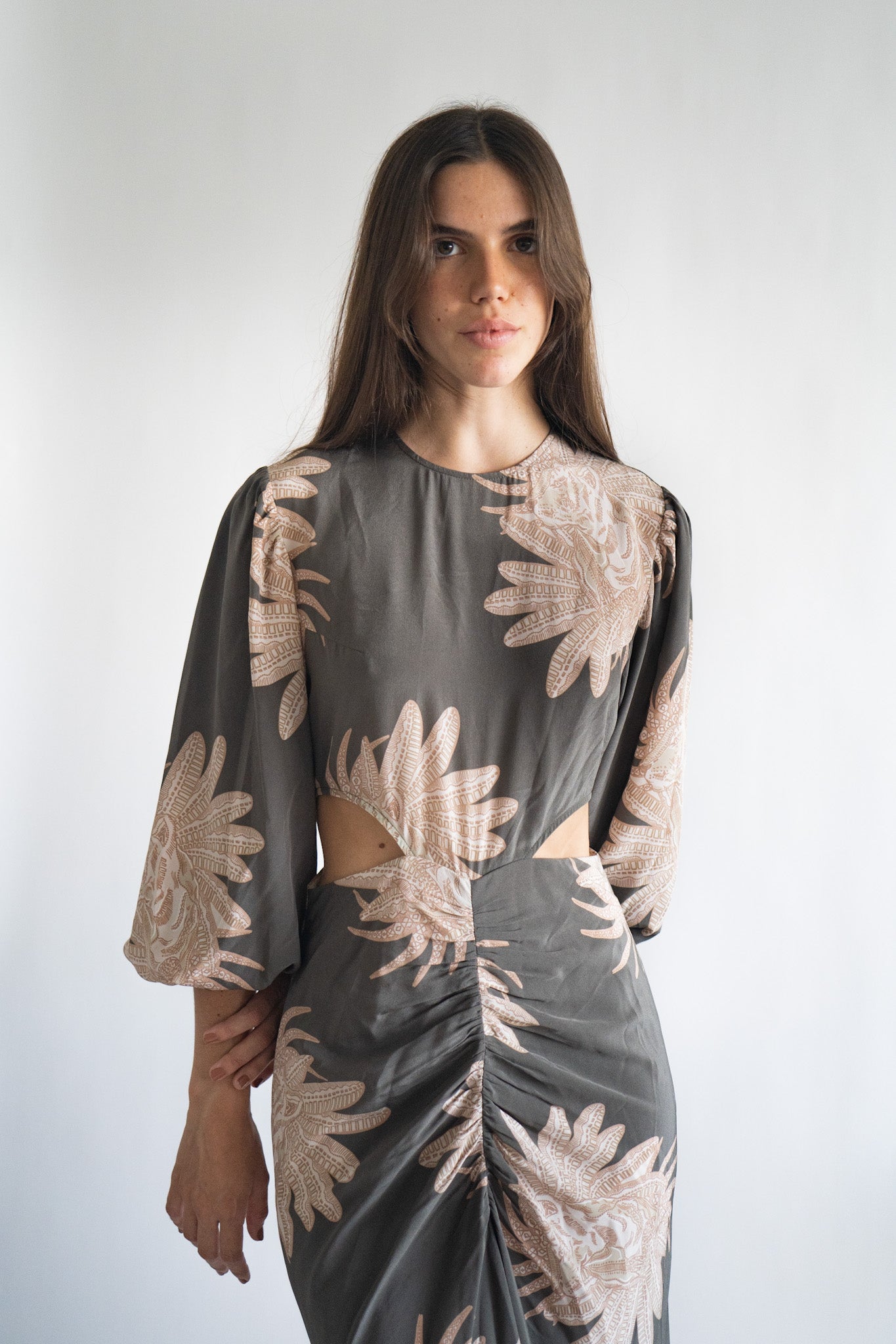 Vestido Largo Seda Greek Grey
