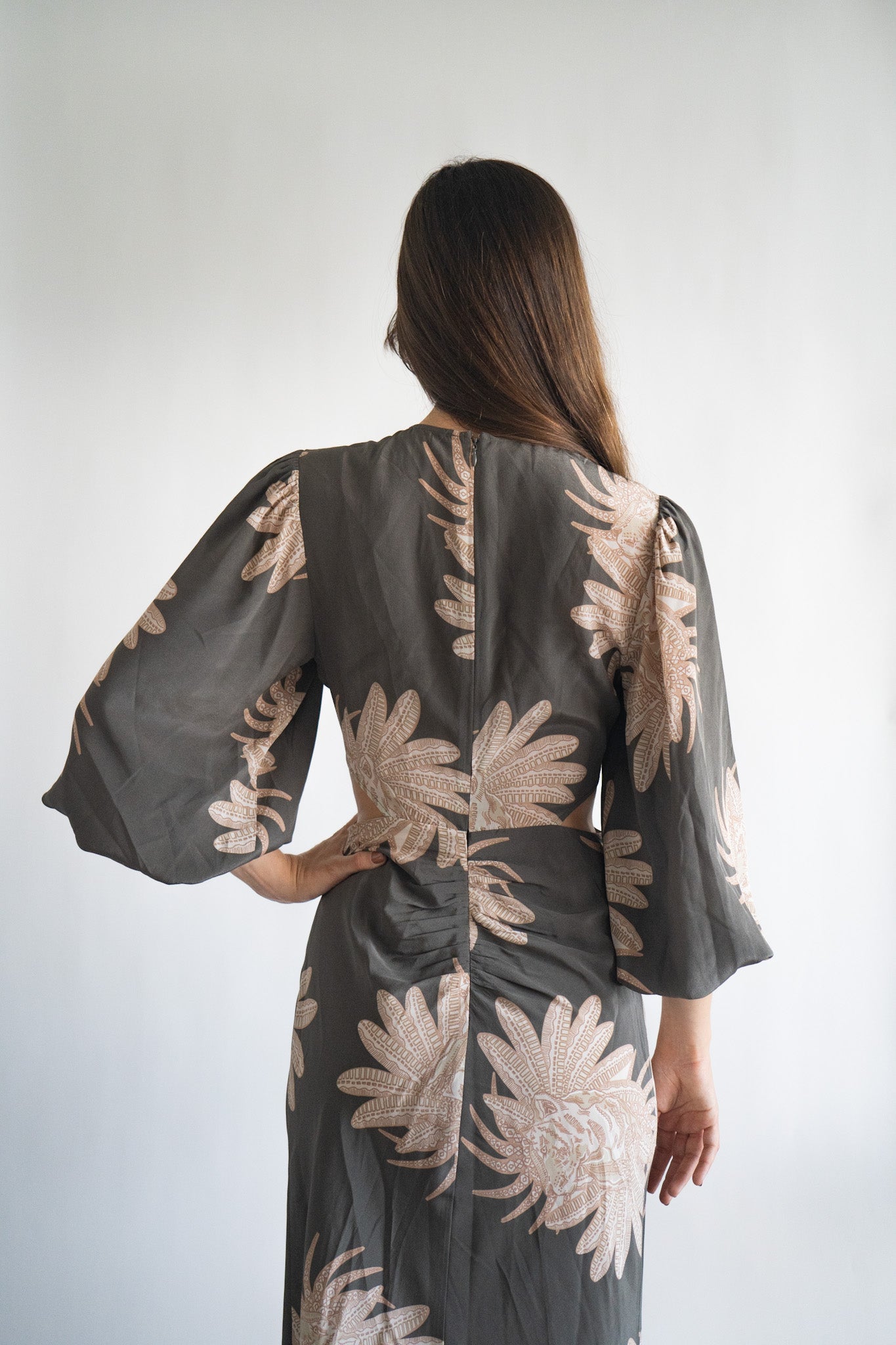 Vestido Largo Seda Greek Grey