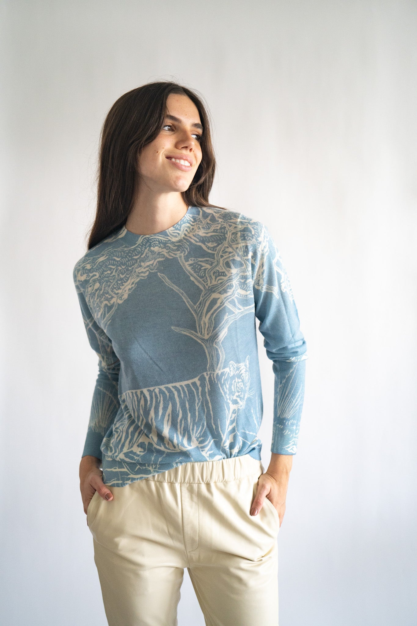 Sweater Cashmere Safari Celeste