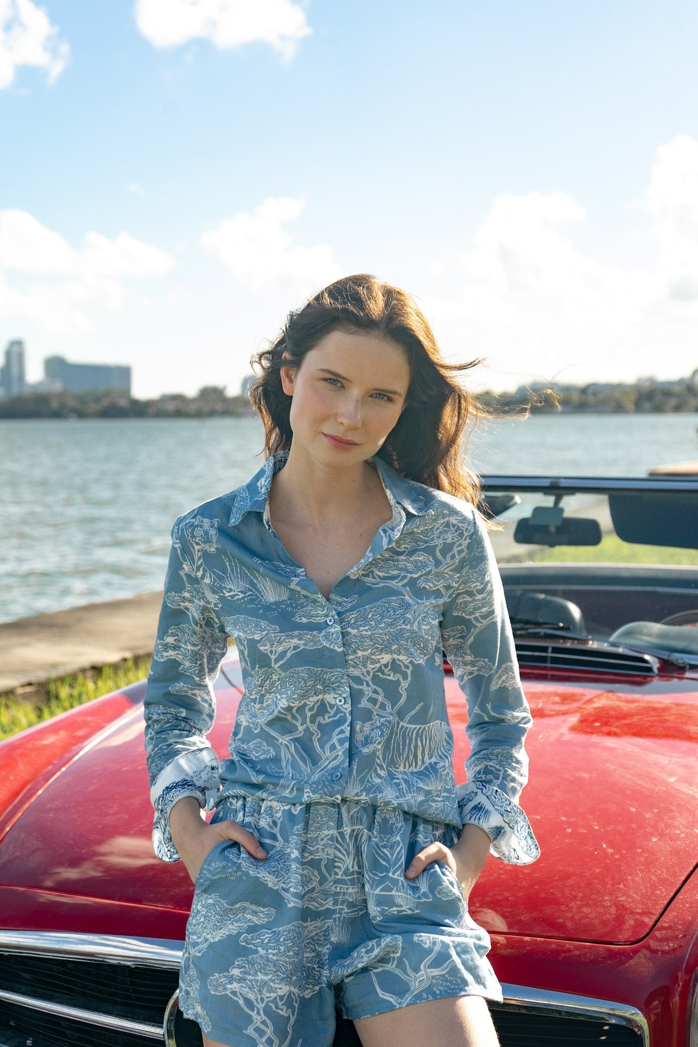 Camisa Safari Celeste