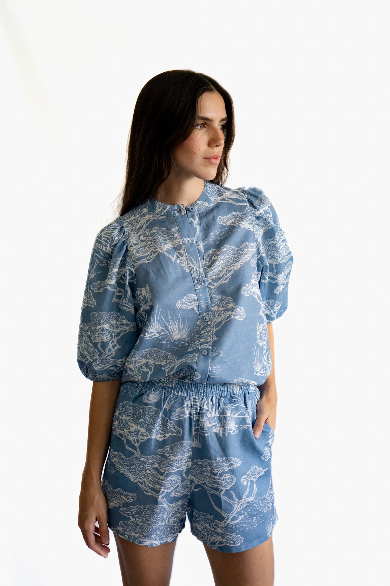 Camisa Balloon Safari Celeste