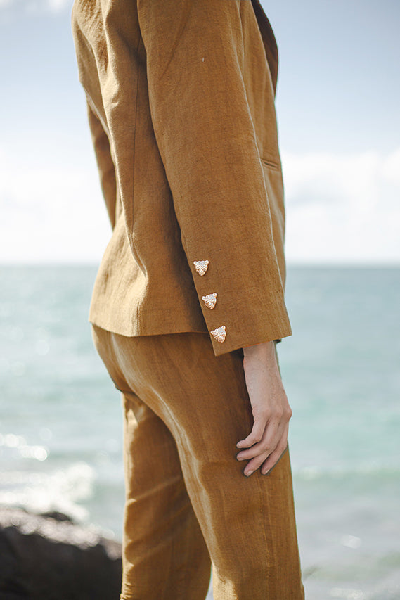 Blazer Lino Caqui 