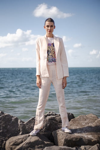Blazer Lino Rosa Claro