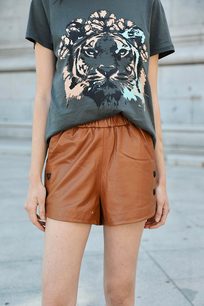 Short Leather Camel