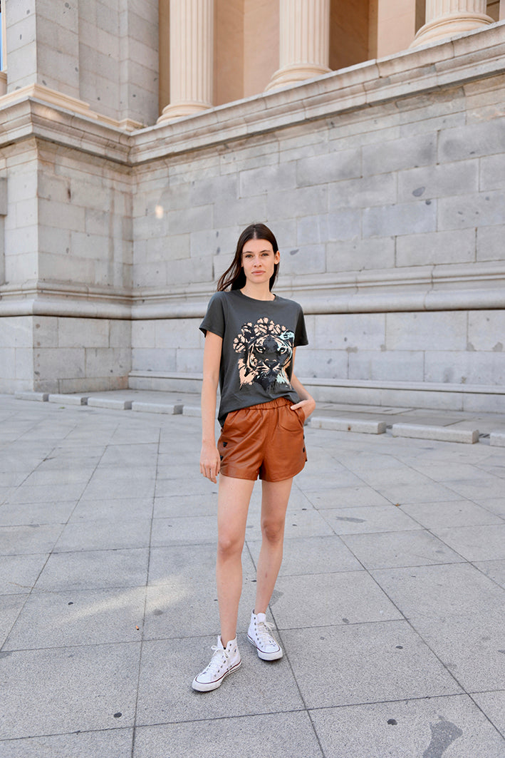 Short Leather Camel