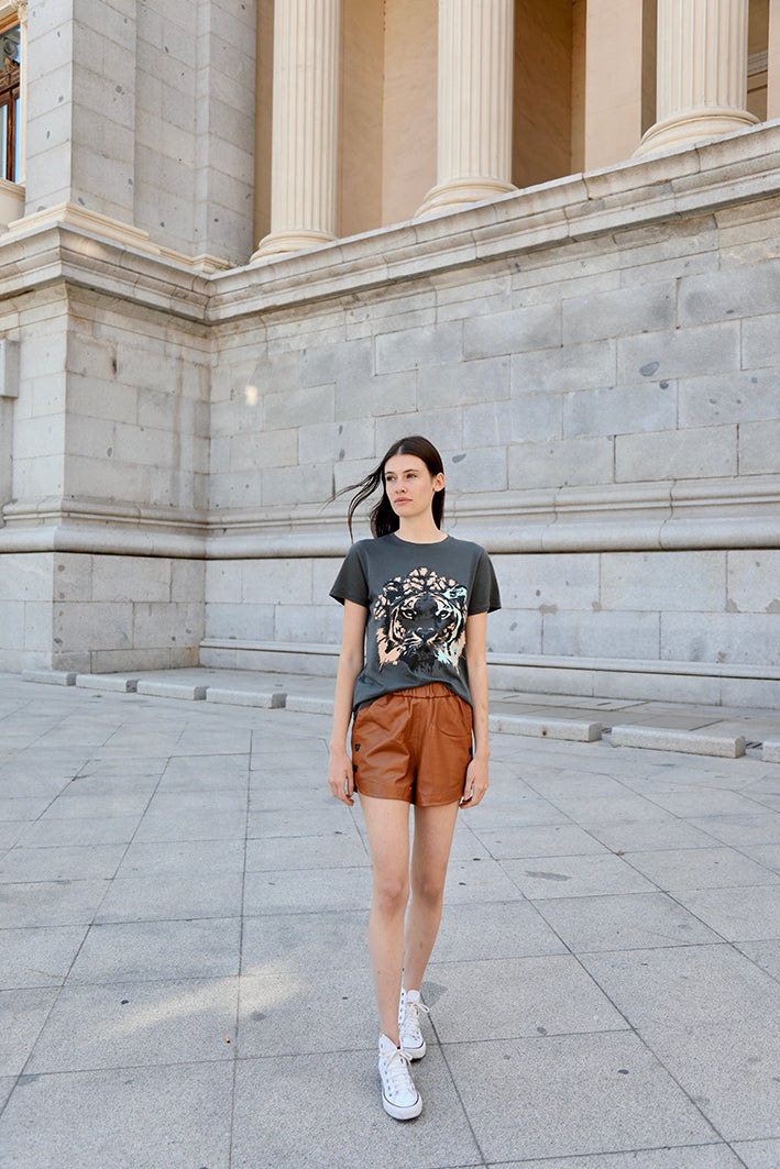 Short Leather Camel