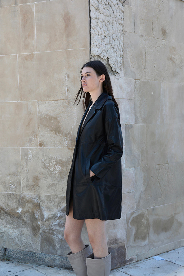Chaqueta Oversize Cuero Negro 