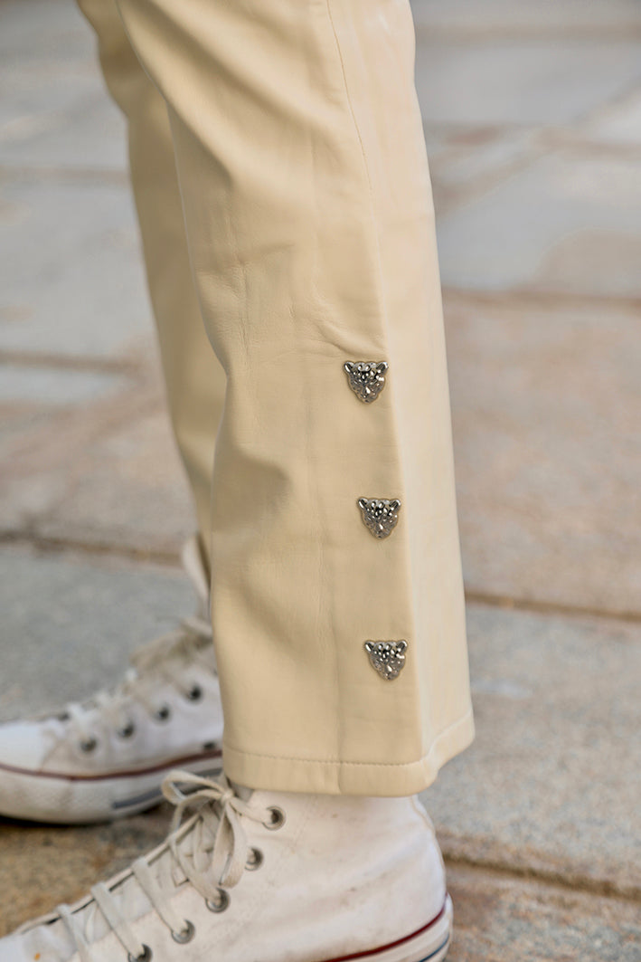 Pantalón Cuero Marfil 