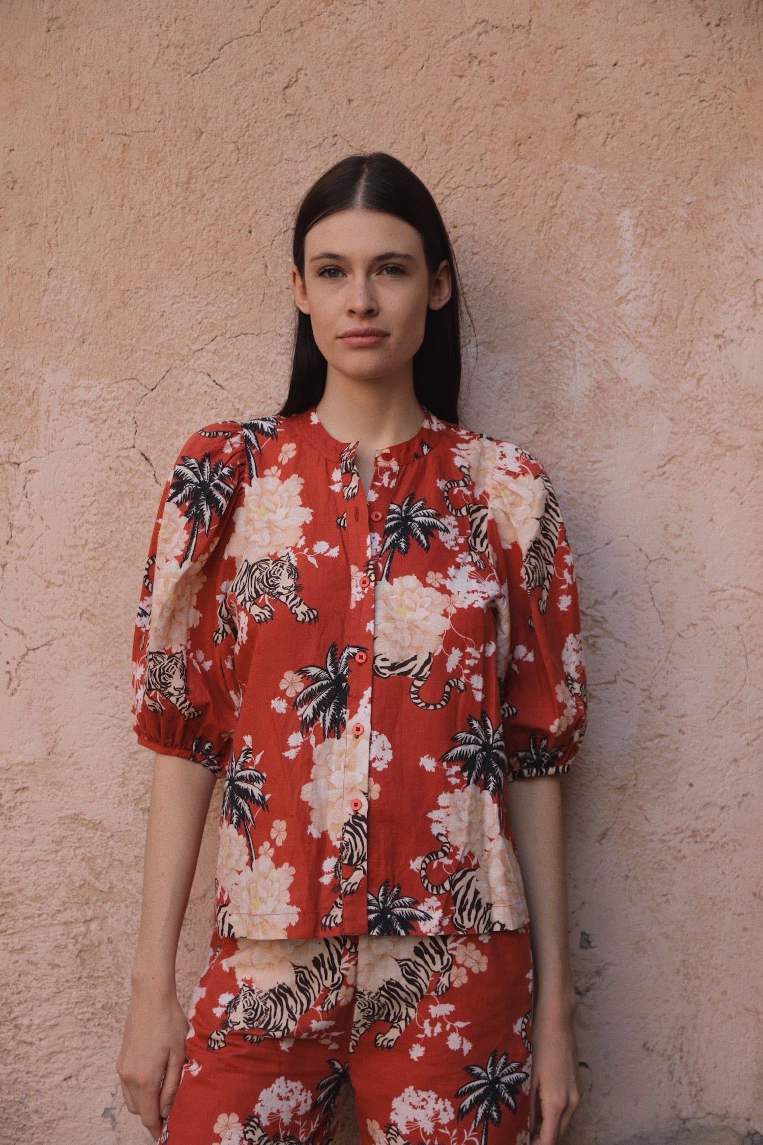 Camisa Balloon Romantic Tiger Ladrillo 