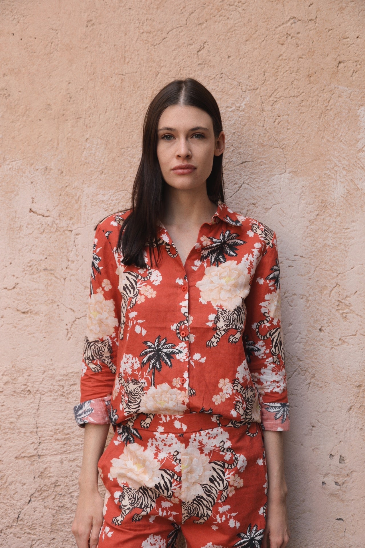 Camisa Romantic Tiger Ladrillo 