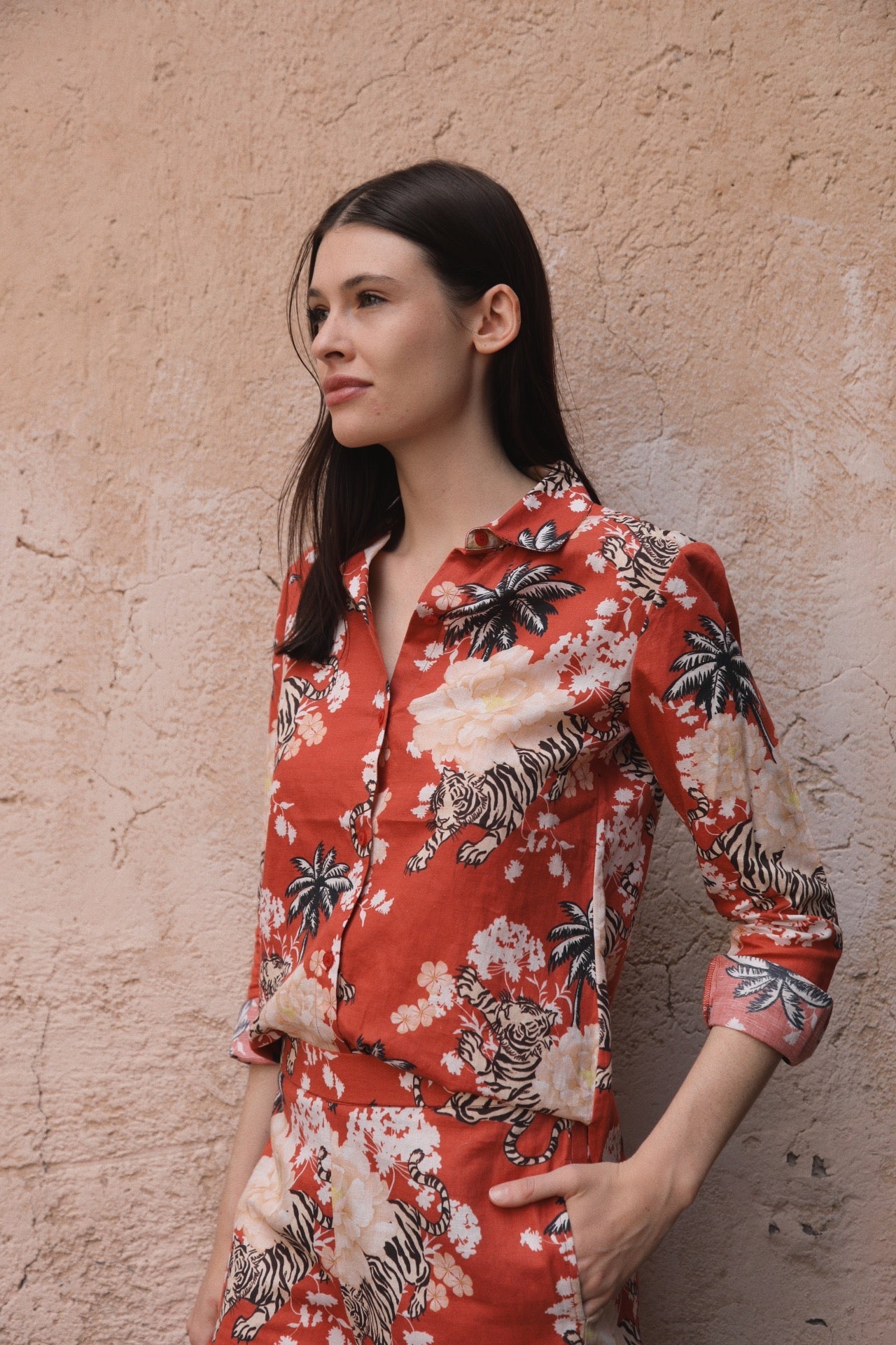 Camisa Romantic Tiger Ladrillo 