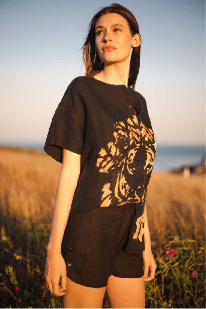 Short Linen Black