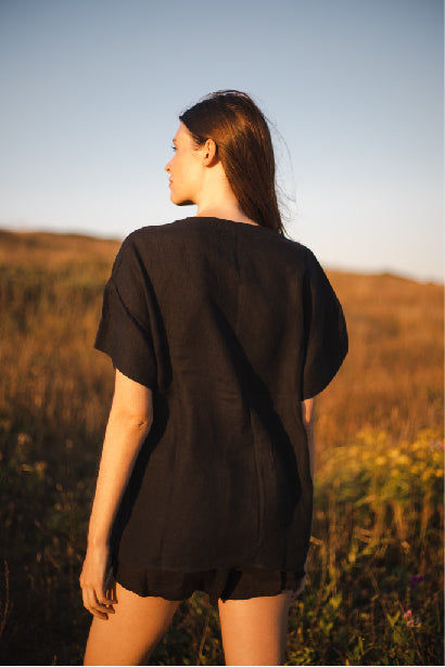 Short Linen Black