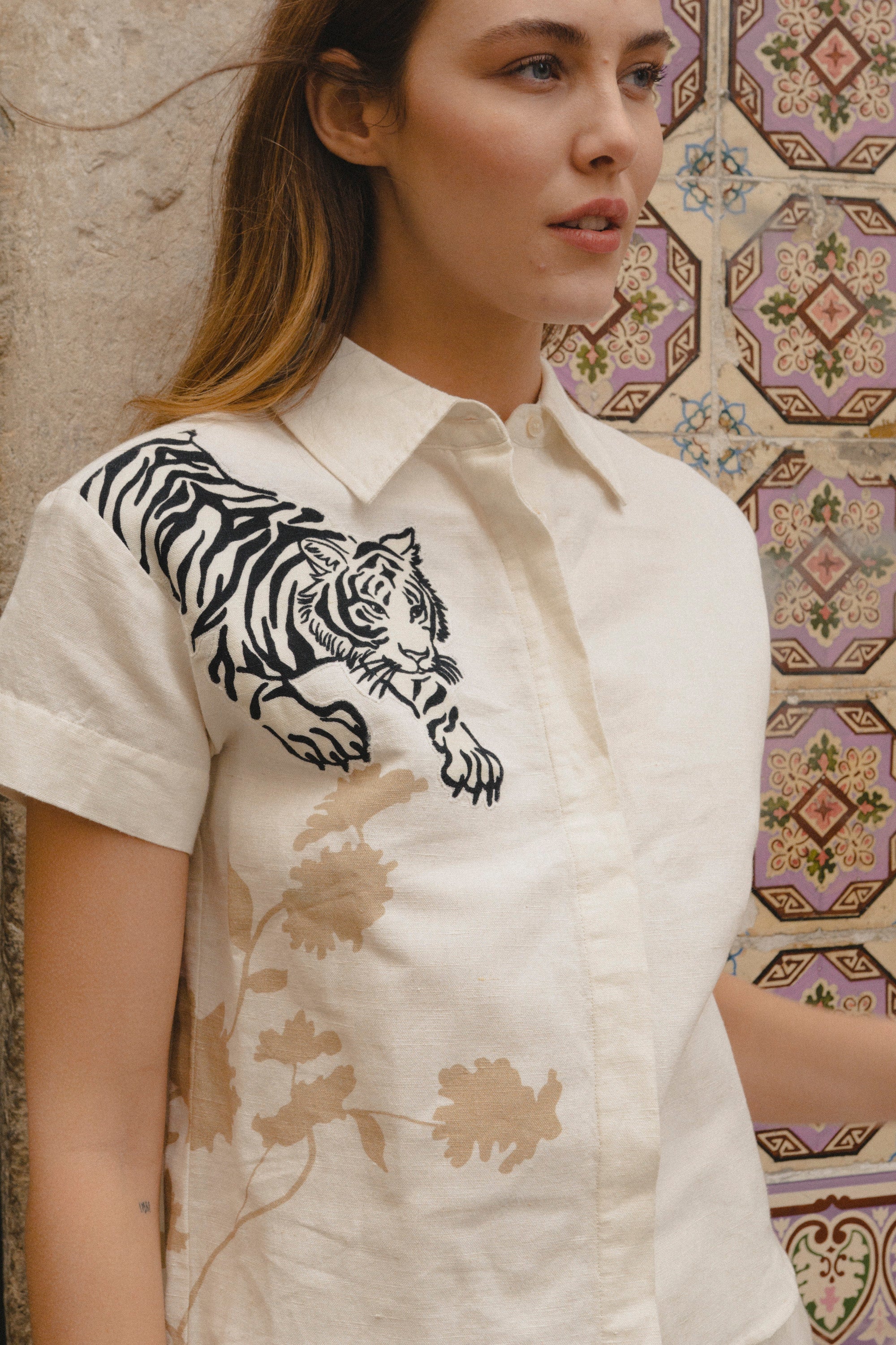 Camisa Romantic Tiger Blanco 