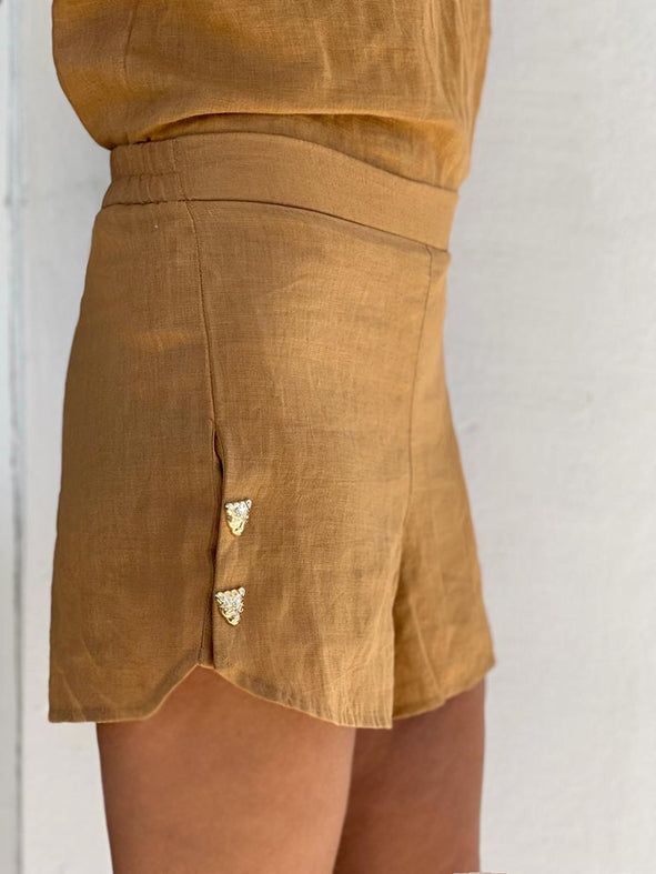 Short Lino Caqui